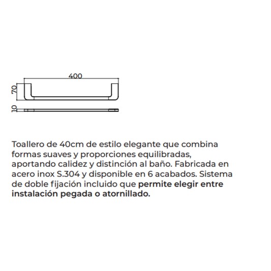 Toallero de baño de 40 cm negro mate Nova de Medimex CAN007-03/NG 2