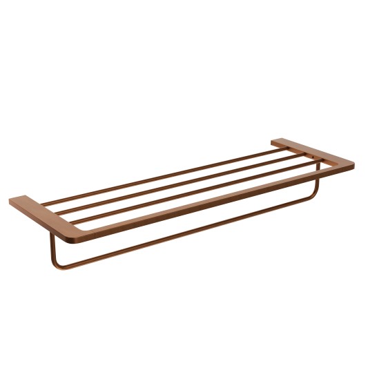 Toallero doble con repisa de baño oro rosa cepillado Nova de Medimex CAN007-05/ORC