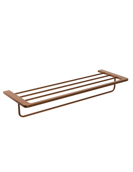 Toallero doble con repisa de baño oro rosa cepillado Nova de Medimex CAN007-05/ORC