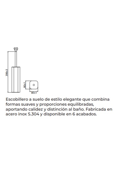 Ficha técnica y medidas - Escobillero de suelo negro mate Nova de Medimex CAN007-06/NG