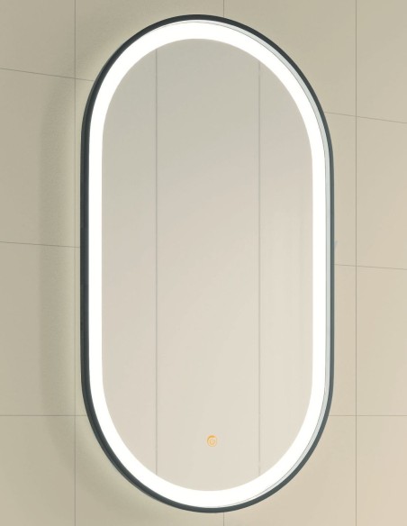 Espejo LED ovalado Dante de Manillons Torrent 50x90 cm con marco