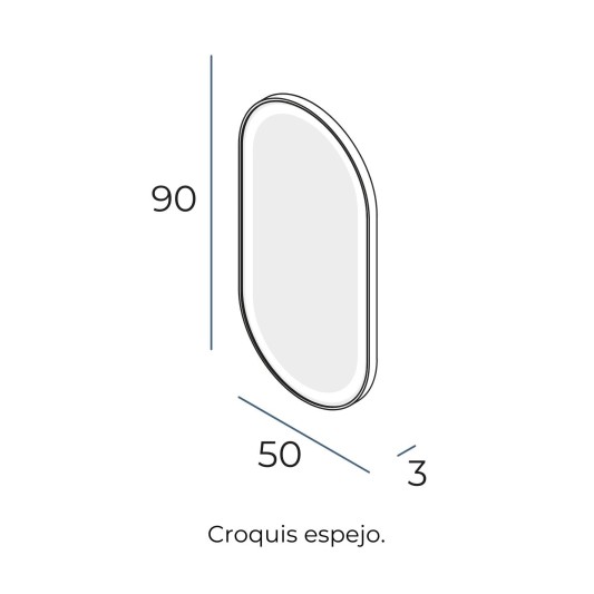 Espejo LED ovalado Dante de Manillons Torrent 50x90 cm con marco