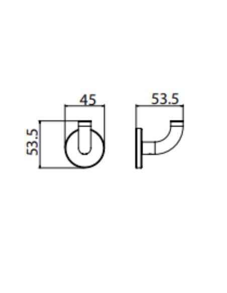 Ficha técnica y medidas - Percha individual de baño oro rosa cepillado Pure de Medimex CAP005-01/ORC