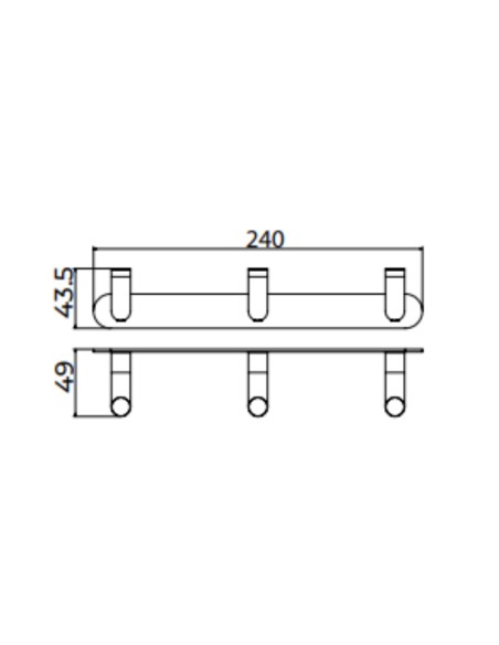 Ficha técnica y medidas - Percha triple de baño negro mate Pure de Medimex CAP005-02/NG