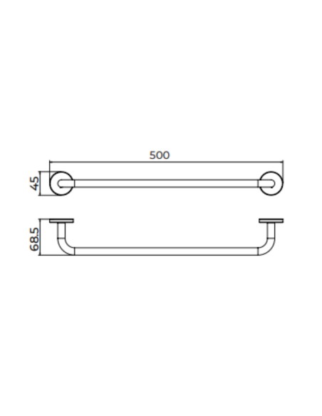 Ficha técnica y medidas - Toallero de baño de 50 cm oro rosa cepillado Pure de Medimex CAP005-04/ORC