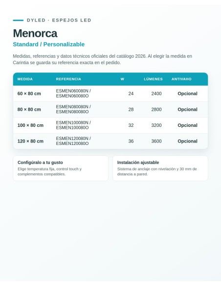 Espejo LED Menorca de Dyled, Standard y Standard Pro