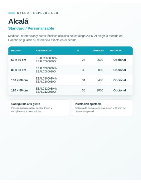 Espejo LED Alcalá de Dyled, Standard y Standard Pro