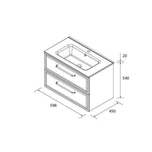 SALGAR RUNA Mueble de baño suspendido con lavabo Constanza 60-70-80-100 4 colores