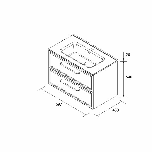 SALGAR RUNA Mueble de baño suspendido con lavabo Constanza 60-70-80-100 4 colores