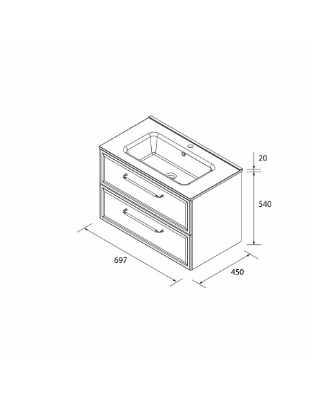 SALGAR RUNA Mueble de baño suspendido con lavabo Constanza 60-70-80-100 4 colores