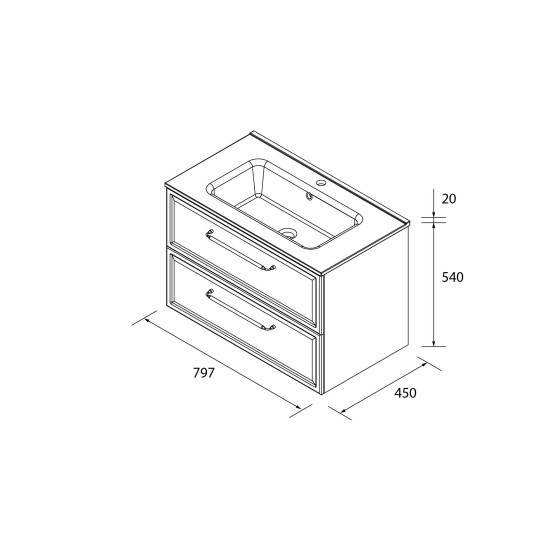 SALGAR RUNA Mueble de baño suspendido con lavabo Constanza 60-70-80-100 4 colores