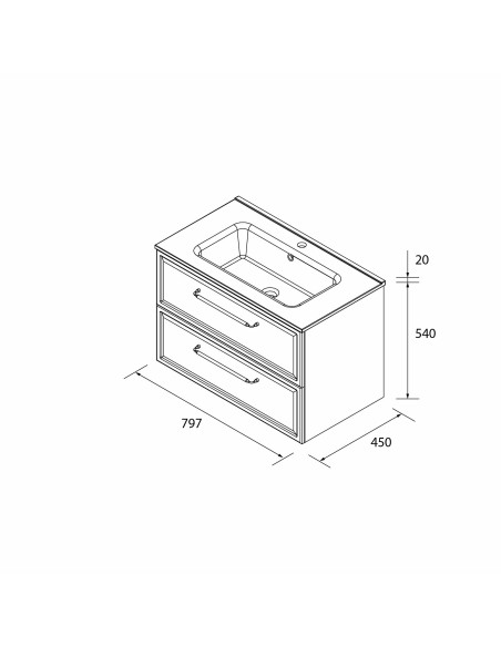 SALGAR RUNA Mueble de baño suspendido con lavabo Constanza 60-70-80-100 4 colores