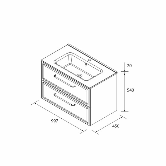 SALGAR RUNA Mueble de baño suspendido con lavabo Constanza 60-70-80-100 4 colores