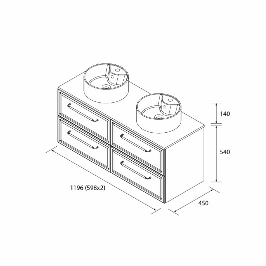 SALGAR RUNA Mueble de baño suspendido con lavabo Lisboa 120 2 pozas 4 colores