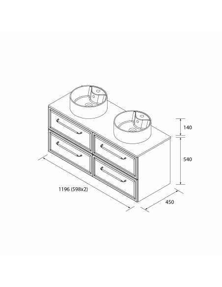 SALGAR RUNA Mueble de baño suspendido con lavabo Lisboa 120 2 pozas 4 colores