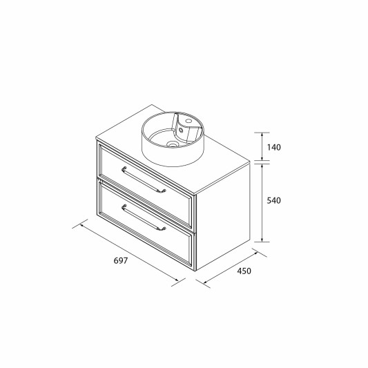 SALGAR RUNA Mueble de baño suspendido con lavabo Lisboa 60-70-80-100 4 colores