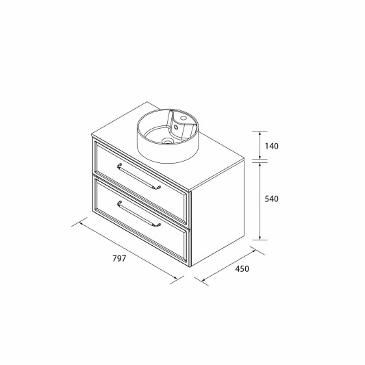 SALGAR RUNA Mueble de baño suspendido con lavabo Lisboa 60-70-80-100 4 colores