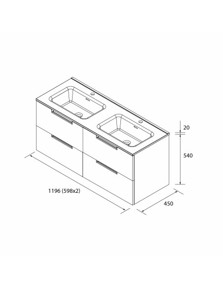 SALGAR LENI Mueble de baño suspendido con lavabo Constanza 120 2 pozas 4 colores