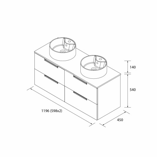 SALGAR LENI Mueble de baño suspendido con lavabo Lisboa 120 2 pozas 4 colores