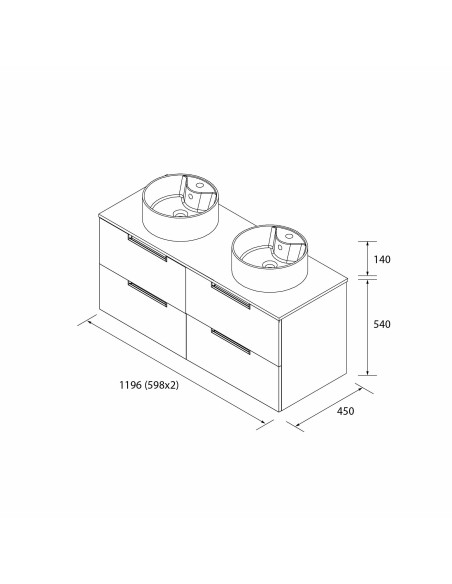 SALGAR LENI Mueble de baño suspendido con lavabo Lisboa 120 2 pozas 4 colores