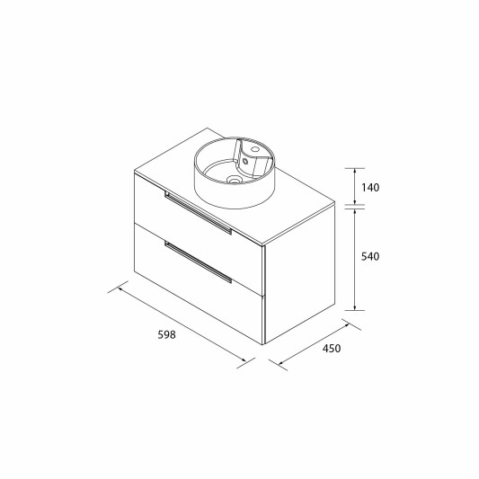 SALGAR LENI Mueble de baño suspendido con lavabo Lisboa 60-70-80-100 4 colores