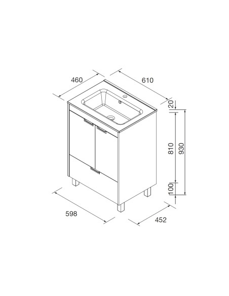 SALGAR CONTESSA Mueble de baño a suelo con lavabo 60 cm roble