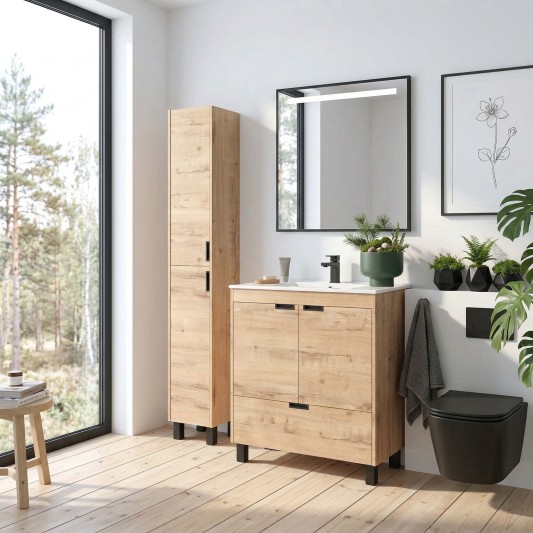 SALGAR CONTESSA Mueble de baño a suelo con lavabo 80 cm roble
