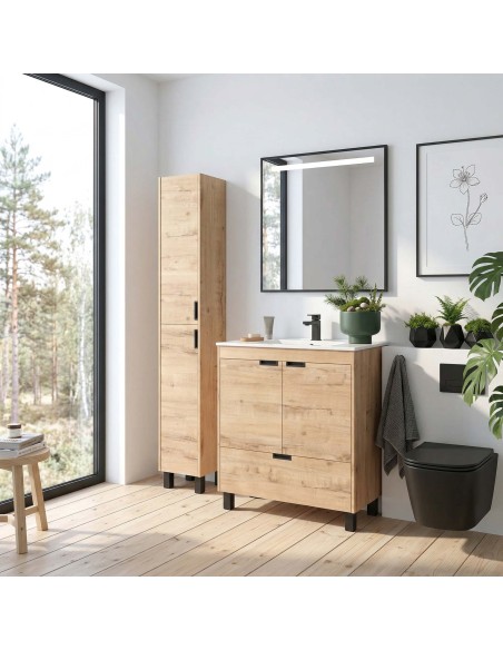 SALGAR CONTESSA Mueble de baño a suelo con lavabo 80 cm roble
