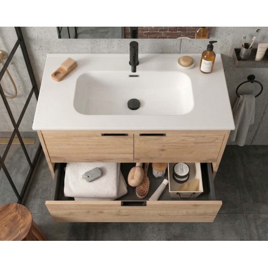SALGAR CONTESSA Mueble de baño a suelo con lavabo 80 cm roble