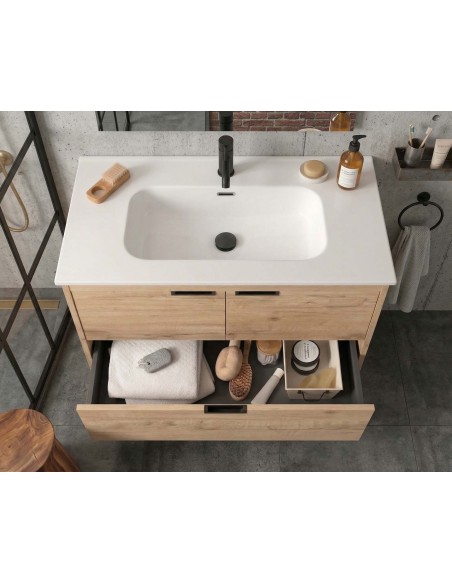 SALGAR CONTESSA Mueble de baño a suelo con lavabo 80 cm roble
