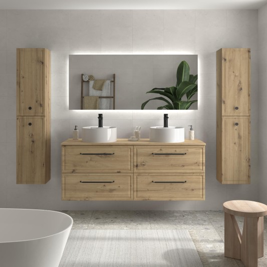 SALGAR RUNA Mueble de baño suspendido con lavabo Lisboa 120 2 pozas 4 colores