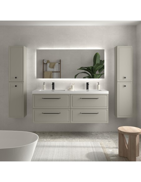 SALGAR RUNA Mueble de baño suspendido con lavabo Toscana 140 2 pozas carga mineral 4 colores
