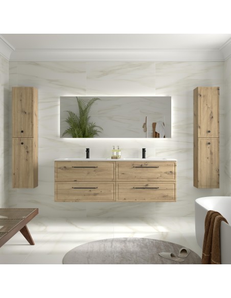 SALGAR RUNA Mueble de baño suspendido con lavabo Vilna 160 2 pozas Solid Surface 4 colores