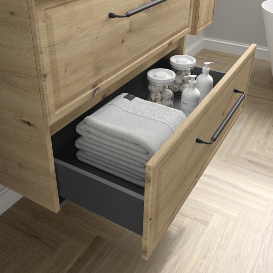 SALGAR RUNA Mueble de baño suspendido con lavabo Vilna 160 2 pozas Solid Surface 4 colores