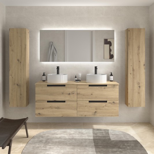 SALGAR LENI Mueble de baño suspendido con lavabo Lisboa 140 2 pozas 4 colores