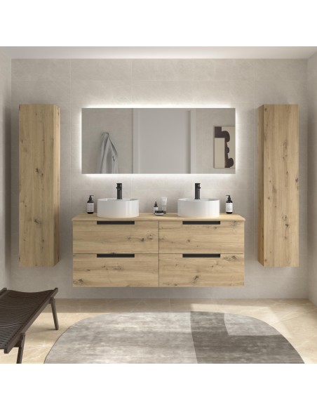 SALGAR LENI Mueble de baño suspendido con lavabo Lisboa 140 2 pozas 4 colores