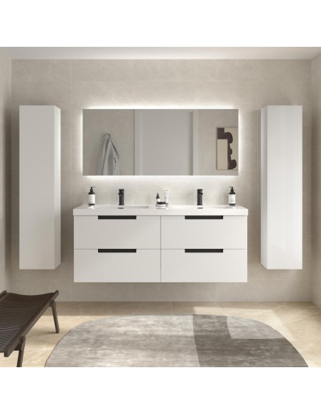 SALGAR LENI Mueble de baño suspendido con lavabo Toscana 140 2 pozas carga mineral 4 colores