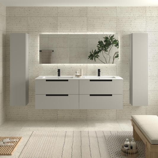 SALGAR LENI Mueble de baño suspendido con lavabo Vilna 160 2 pozas Solid Surface 4 colores