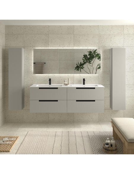 SALGAR LENI Mueble de baño suspendido con lavabo Vilna 160 2 pozas Solid Surface 4 colores