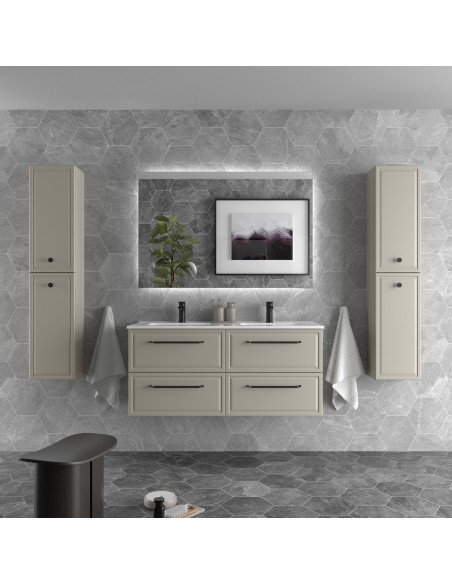 SALGAR RUNA Mueble de baño suspendido con lavabo Constanza 120 2 pozas 4 colores - Gris mate