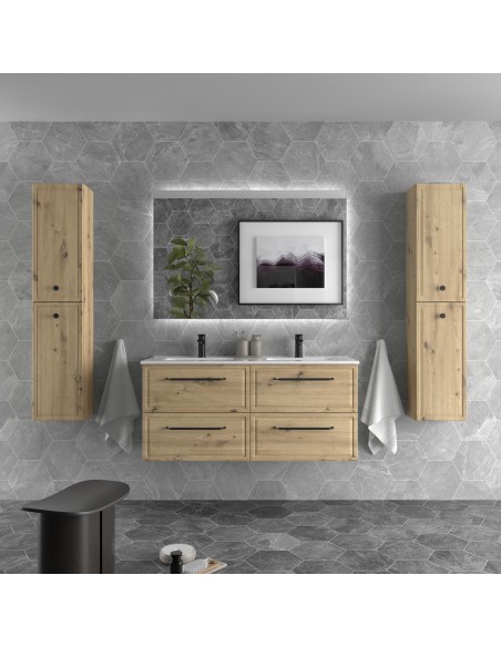 SALGAR RUNA Mueble de baño suspendido con lavabo Constanza 120 2 pozas 4 colores - Roble