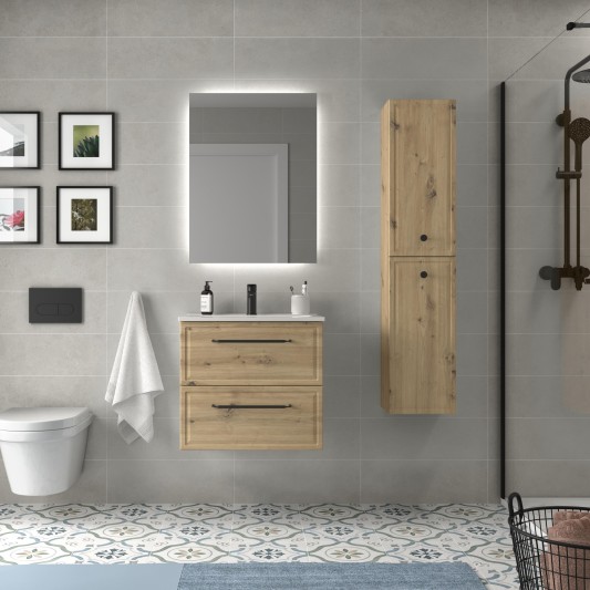 SALGAR RUNA Mueble de baño suspendido con lavabo Constanza 60-70-80-100 4 colores - Roble