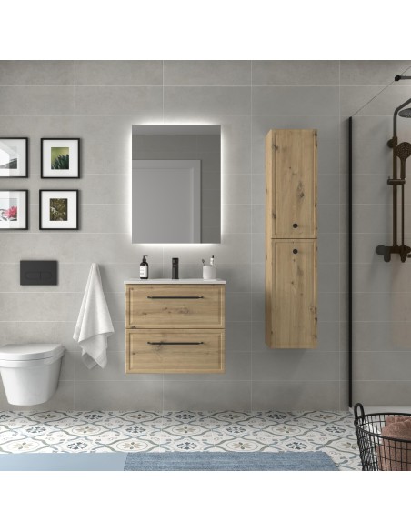 SALGAR RUNA Mueble de baño suspendido con lavabo Constanza 60-70-80-100 4 colores - Roble