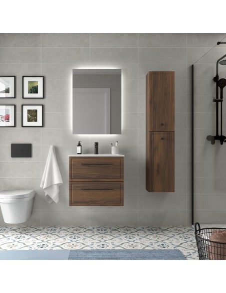 SALGAR RUNA Mueble de baño suspendido con lavabo Constanza 60-70-80-100 4 colores - Nogal