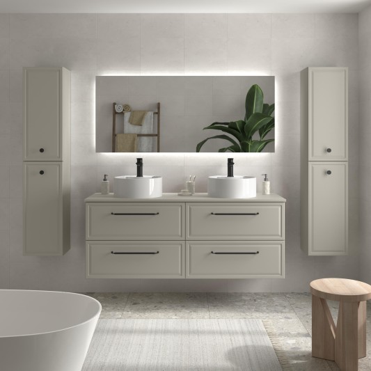 SALGAR RUNA Mueble de baño suspendido con lavabo Lisboa 120 2 pozas 4 colores - Gris mate