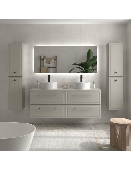 SALGAR RUNA Mueble de baño suspendido con lavabo Lisboa 120 2 pozas 4 colores - Gris mate