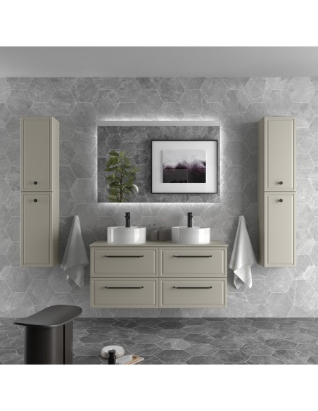SALGAR RUNA Mueble de baño suspendido con lavabo Lisboa 140 2 pozas 4 colores - Gris mate