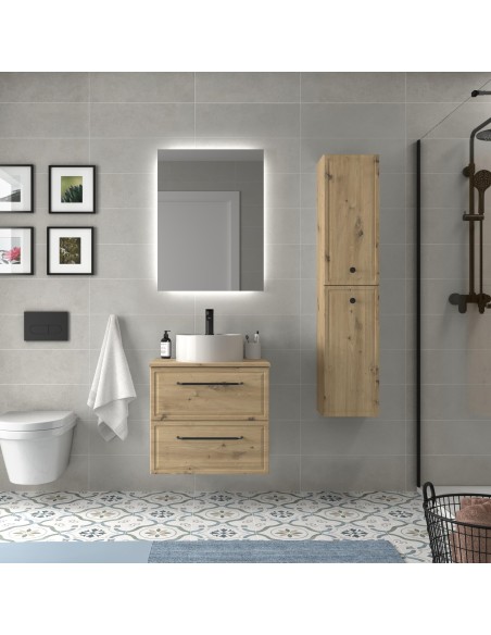 SALGAR RUNA Mueble de baño suspendido con lavabo Lisboa 60-70-80-100 4 colores - Roble