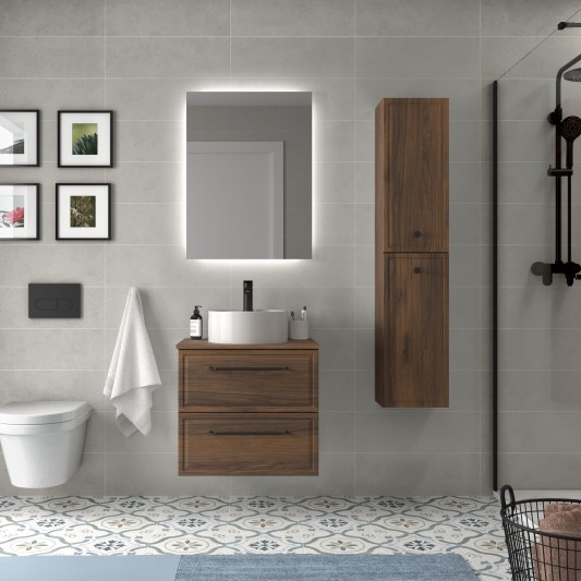 SALGAR RUNA Mueble de baño suspendido con lavabo Lisboa 60-70-80-100 4 colores - Nogal