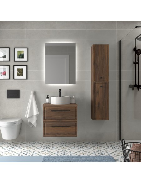 SALGAR RUNA Mueble de baño suspendido con lavabo Lisboa 60-70-80-100 4 colores - Nogal